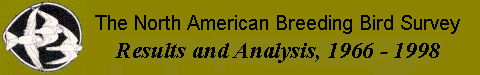 The North American Breeding Bird Survey Results and Analysis 1966-1998