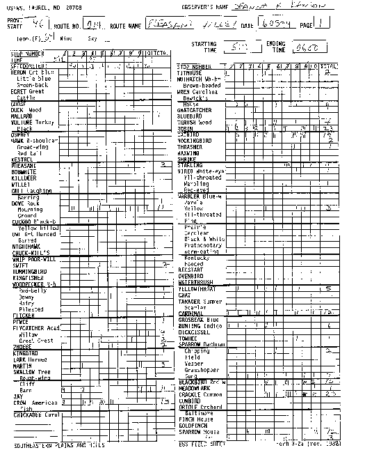 sample B B S field data sheet